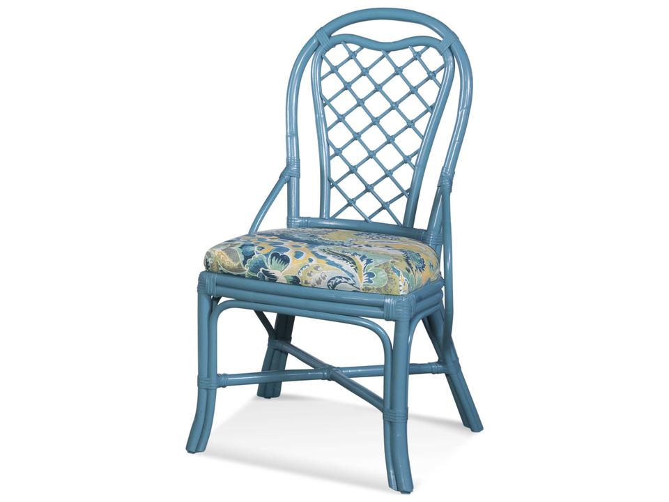 Trellis Rattan Dining Side Chair with Customizable Fabric Cushion