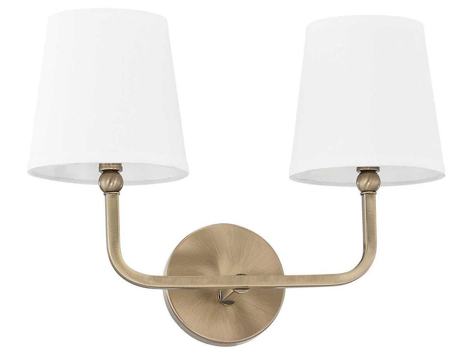 Dawson 2-Light 16-inch Wide Bathroom Vanity Light in Aged Brass