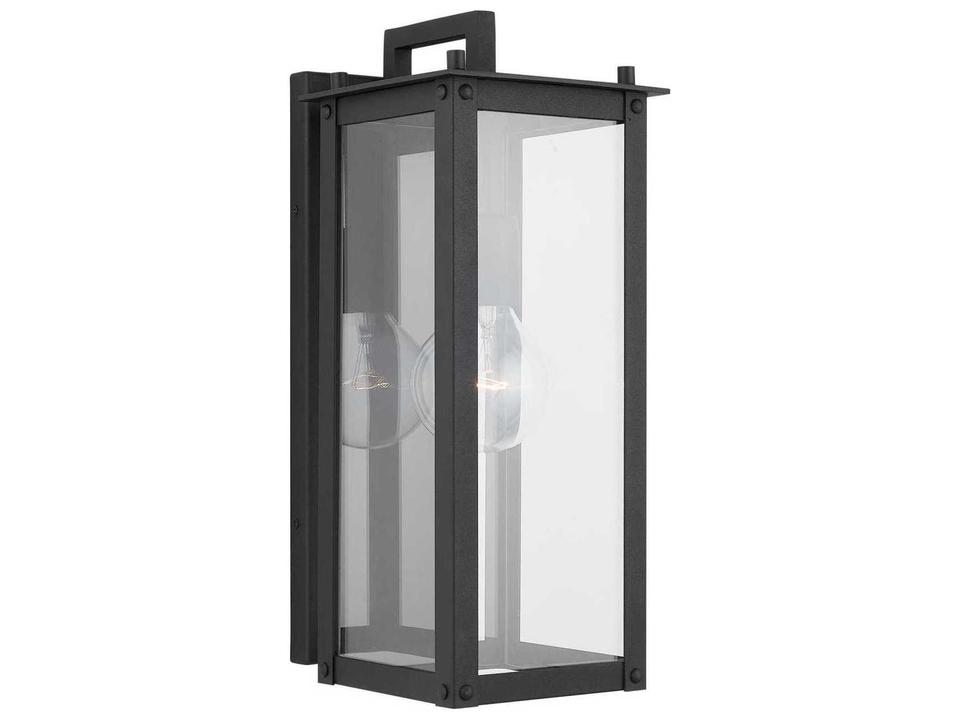 Hunt 15-Inch 1-Light Outdoor Wall Lantern with Clear Glass in Black