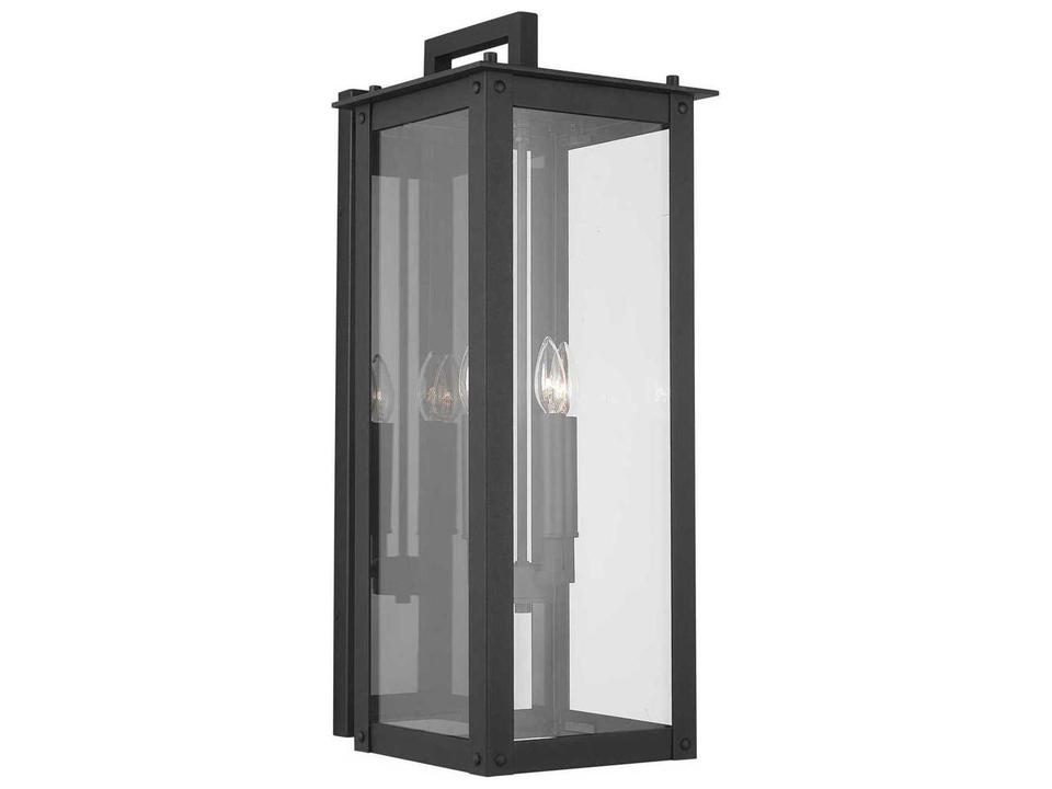 Hunt 4-Light Outdoor Wall Lantern with Clear Glass in Black
