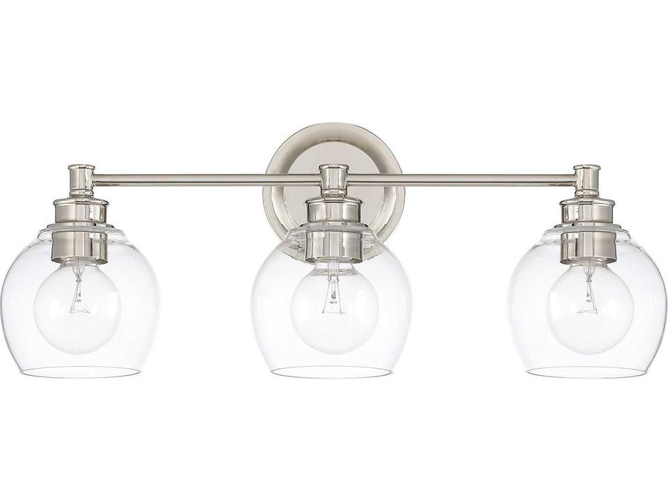 Mid Century 3-Light Vanity Light in Polished Nickel