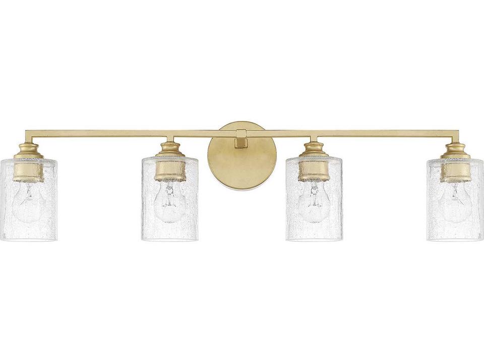 Milan 4-Light Vanity Sconce in Capital Gold with Crackled Ice Glass