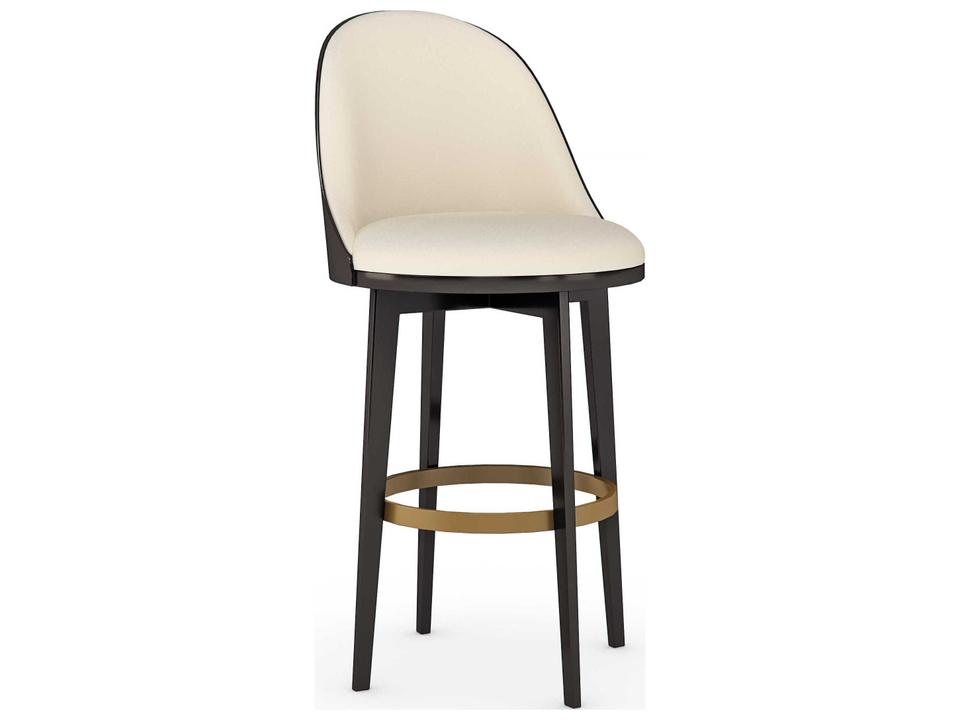 Classic Another Round Upholstered Bar Stool in Dark Chocolate and Champagne Gold