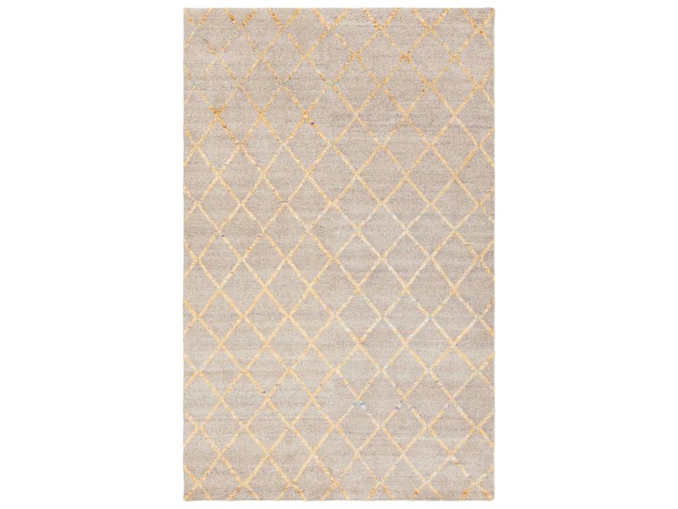 Aarushi Hand Knotted Wool Blend Area Rug in Beige Gold