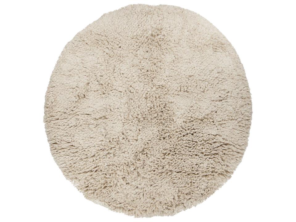 Ambience Round Shag Rug in Hand-Woven New Zealand Wool and Ivory