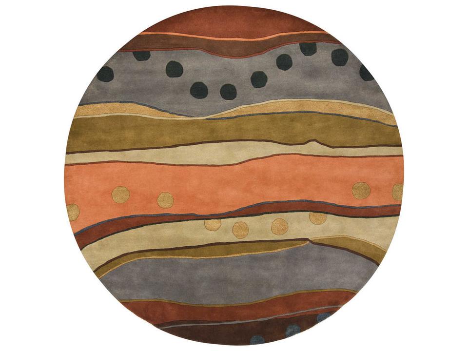Antara Abstract Hand Tufted Wool Round Area Rug in Multicolor