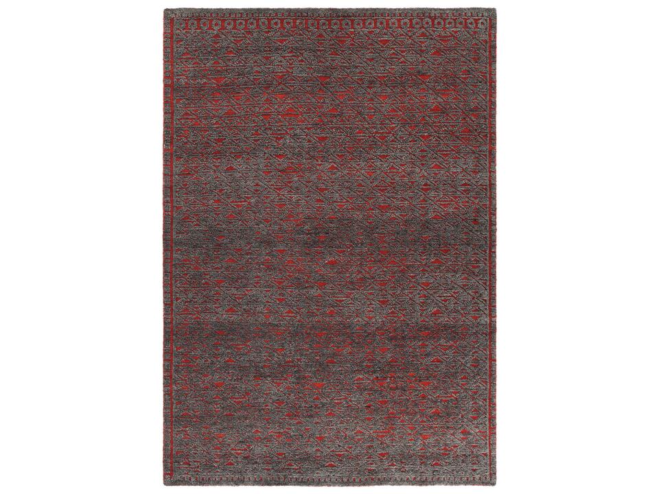 Ashton Red Grey Hand-Knotted Wool and Cotton Area Rug