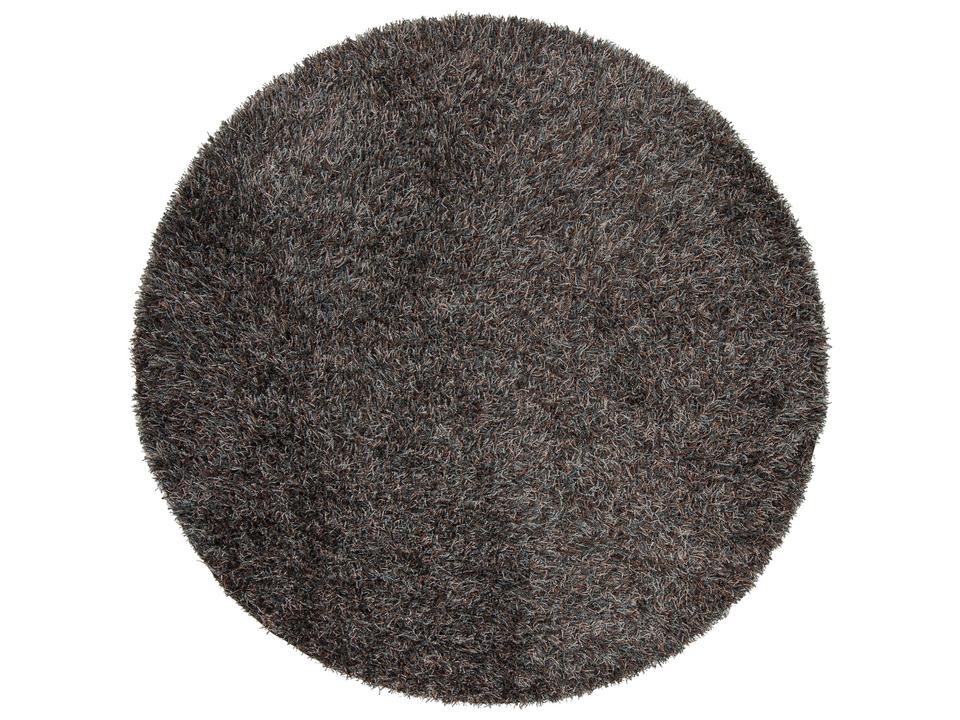 Astrid Round Hand-Woven Shag Polyester Area Rug in Brown Blue Grey