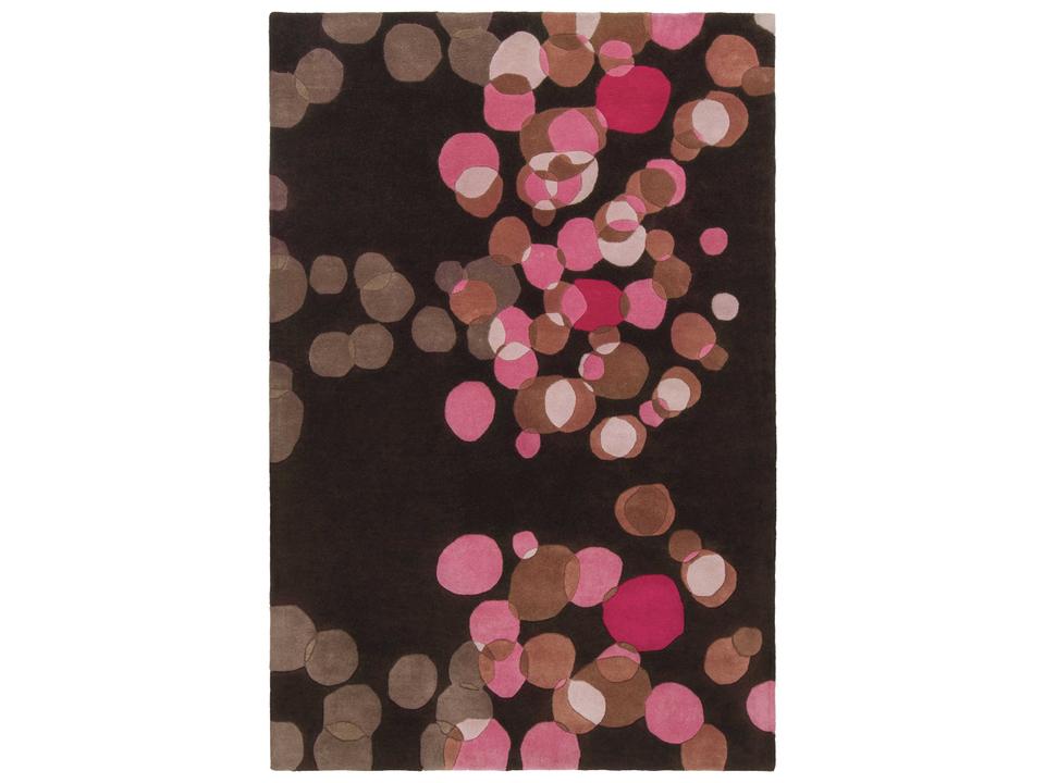Avalisa Geometric Hand-Tufted Wool Area Rug in Brown Red and Pink