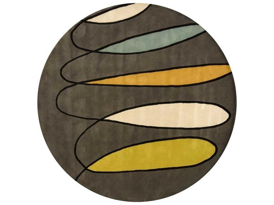 Bense Garza Hand-Tufted Round Area Rug in 100% New Zealand Wool and Multi-Color