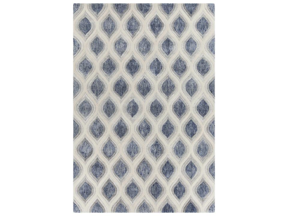 Clara Hand-Tufted Wool and Art Silk Area Rug in Blue Grey White