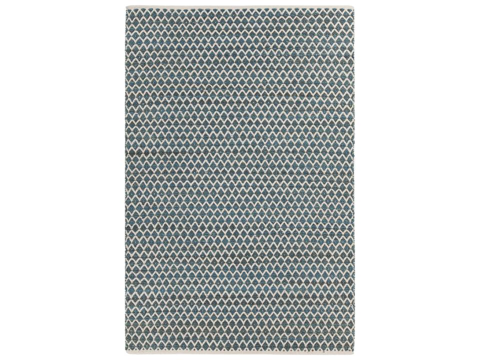 Costa Geometric Hand-Woven Area Rug in Blue and White
