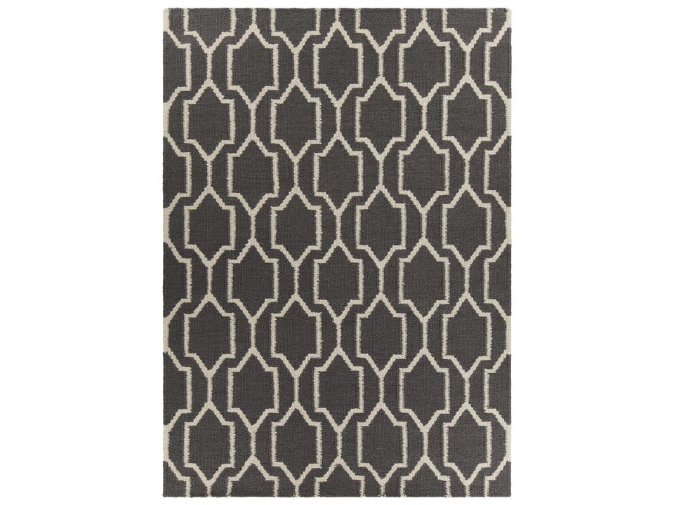 Dacio Grey and White Geometric Flat Weave Area Rug