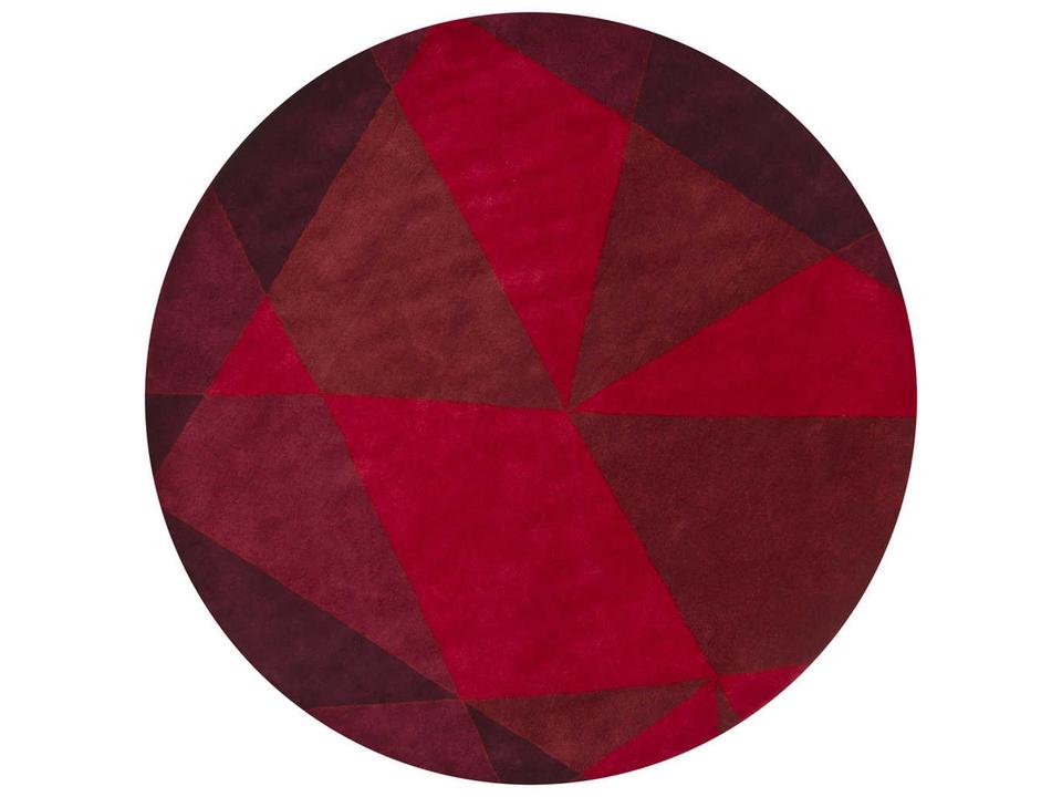 Daisa 7'9 Round Hand-Tufted Wool Area Rug in Red Burgundy