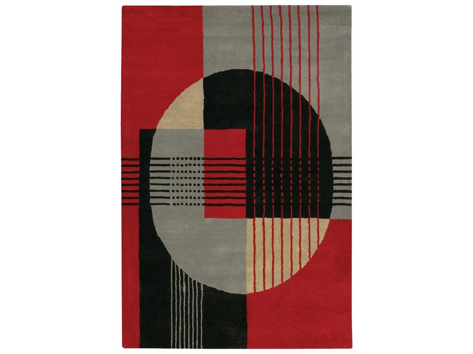 Daisa DAI-25 Hand-Tufted New Zealand Wool Area Rug in Red Black Grey