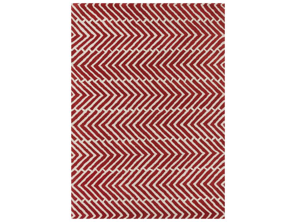 Davin Hand-Tufted Wool Area Rug in Red and White