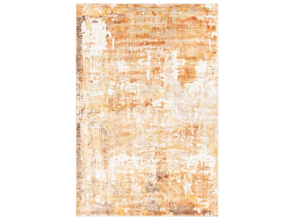 Dawn Hand-Woven Viscose Area Rug in Orange White and Brown