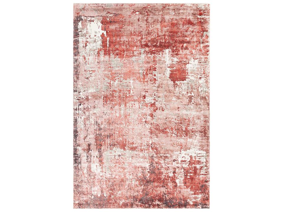 Dawn Hand-Woven Viscose Area Rug in Orange White Brown Grey