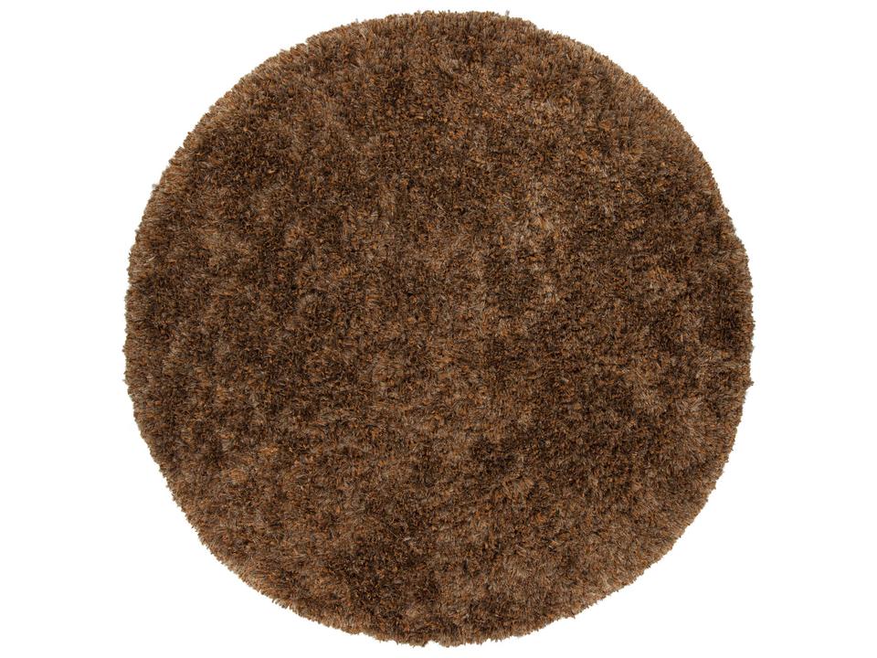 Diano Hand Woven Round Shag Area Rug in Brown Polyester