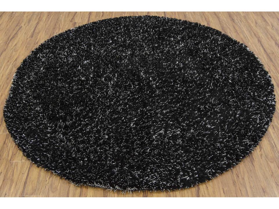 Dior 14401 Round Shag Area Rug in Black