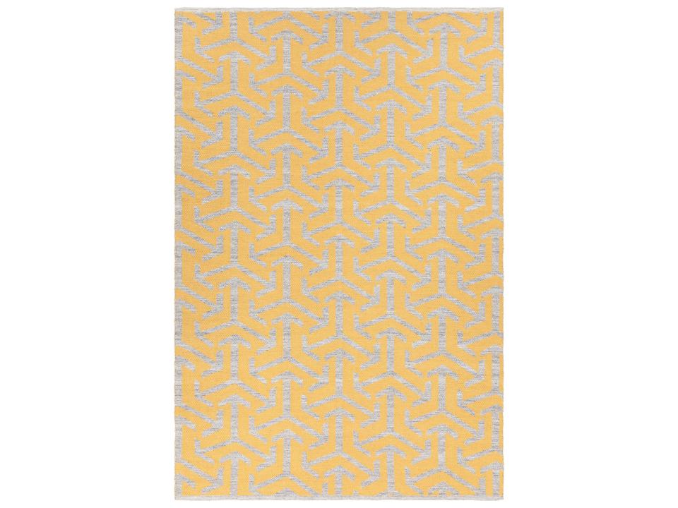 Enaya Hand-Woven Recycled Polyester Area Rug in Gray and Gold