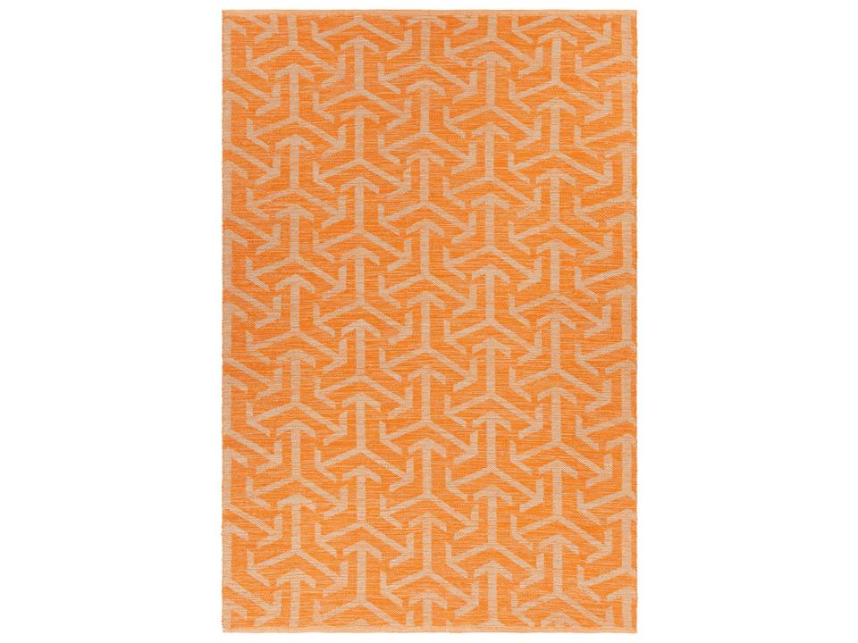 Enaya Hand Woven Recycled Polyester Area Rug in Orange and Tan