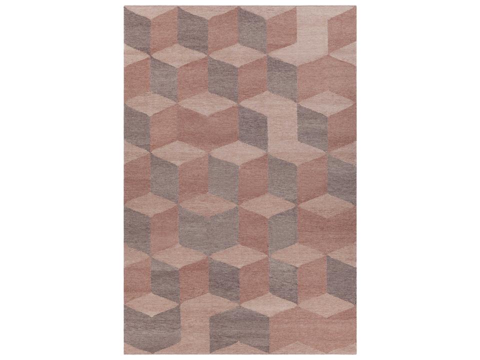 Esme Geometric Hand-Woven Area Rug in Red Brown Polyester