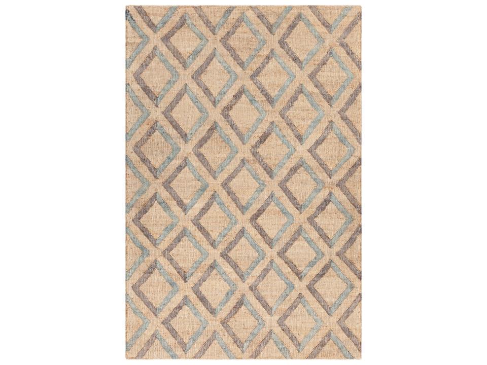 Ethel Hand-Woven Jute and Cotton Area Rug in Blue Grey Natural