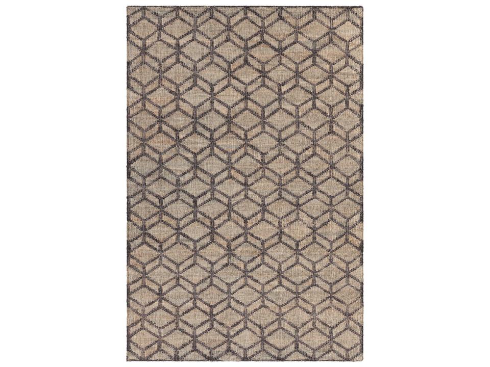 Ethel Geometric Hand Woven Jute and Cotton Area Rug in Black Natural