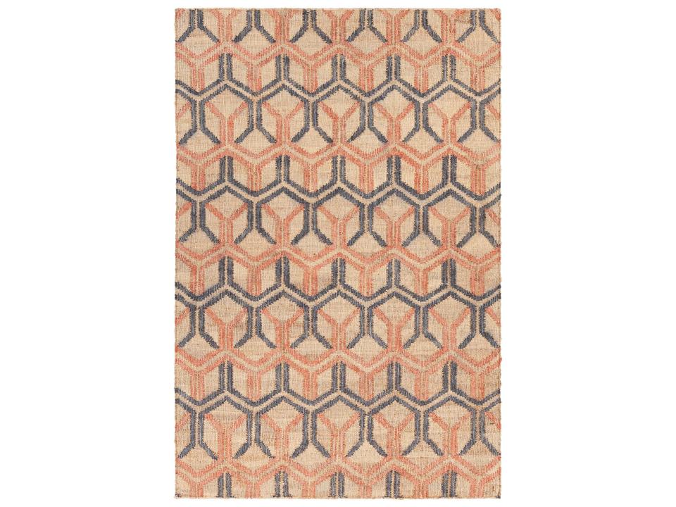 Ethel 5x7 Rectangle Hand-Woven Jute and Cotton Area Rug in Blue Grey Natural