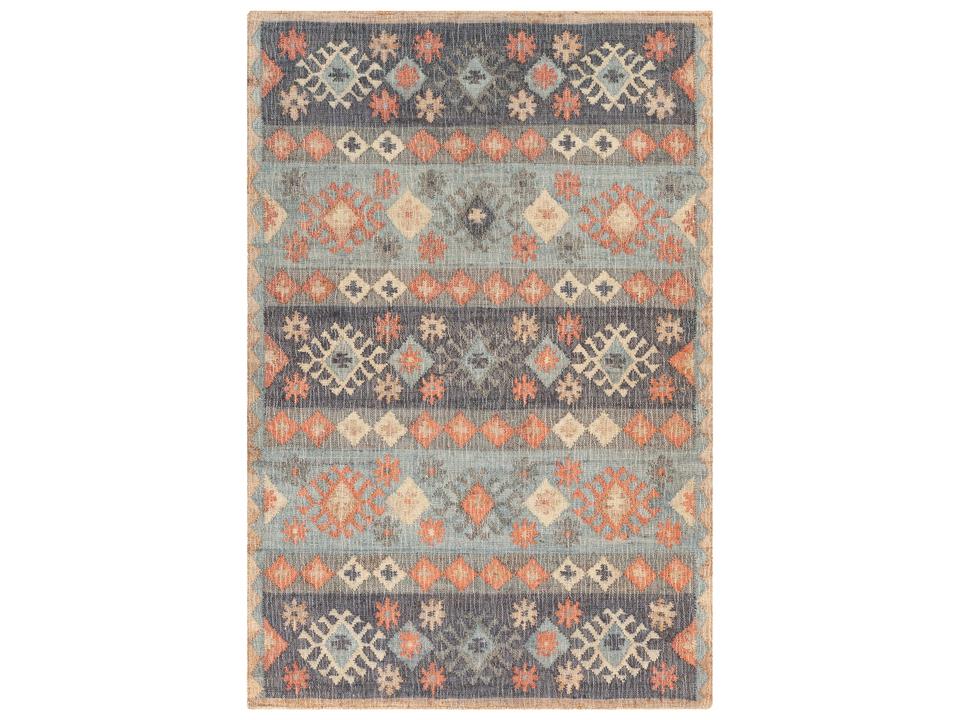 Ethel Hand-Woven Jute and Cotton Striped Area Rug in Multi-Color