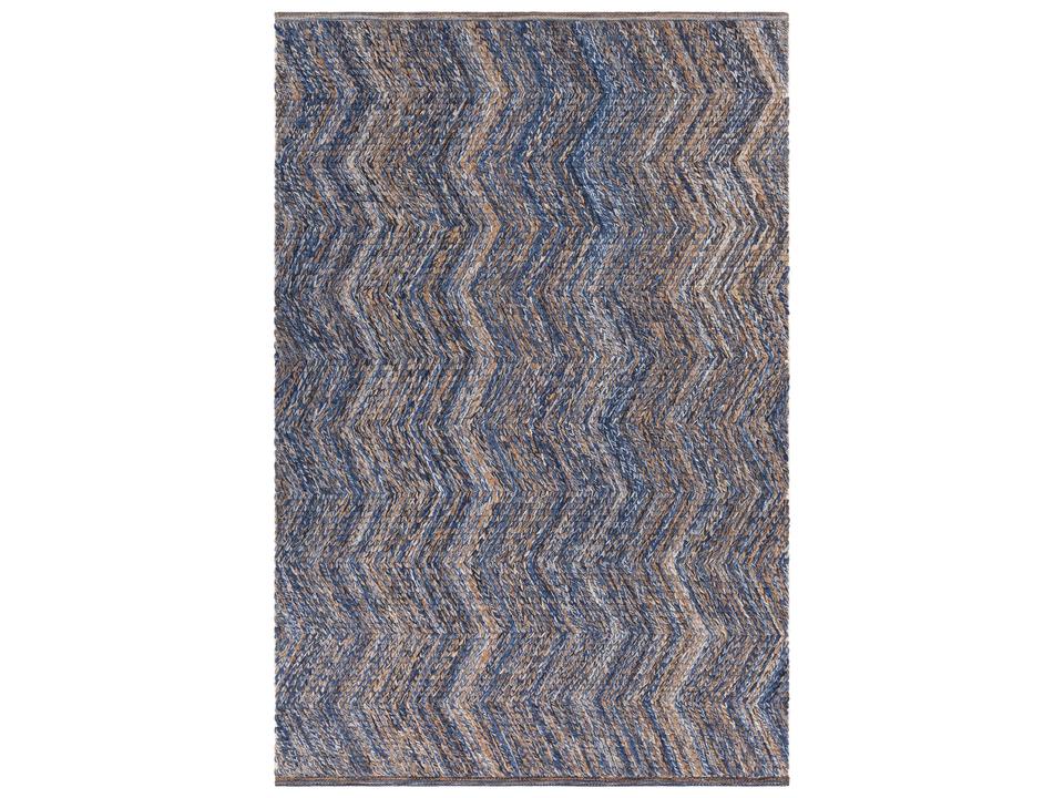 Eugenie Hand-Woven Area Rug in Blue and Gold 7 Feet 9 Inches by 10 Feet 6 Inches