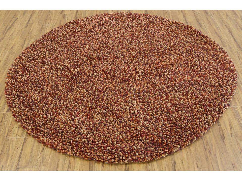 Gems Hand-Woven Round Area Rug in Wool and Cotton Multi-Color