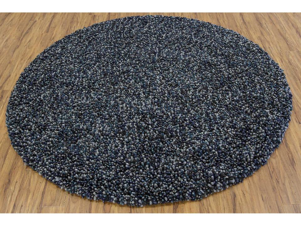 Gems 93 Inch Round Hand-Woven Wool Area Rug in Grey and Blue