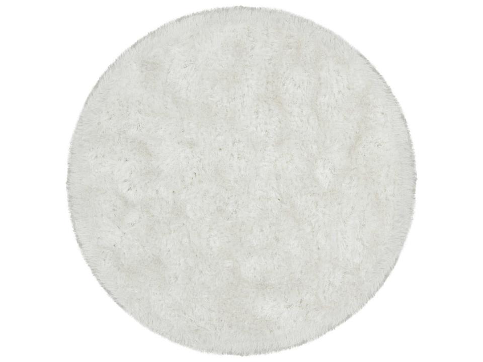 Giulia 7 Ft 9 In Round Shag Area Rug in Ivory Polyester with Cotton Backing