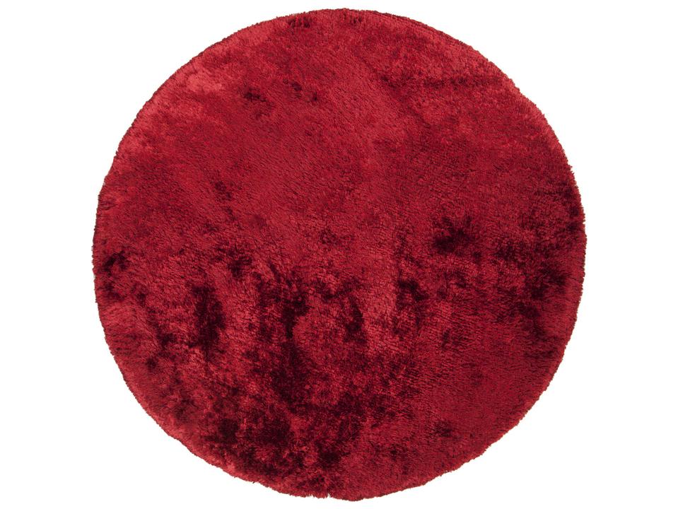 Giulia 7'9 Round Hand Woven Shag Area Rug in Red Polyester with Cotton Backing