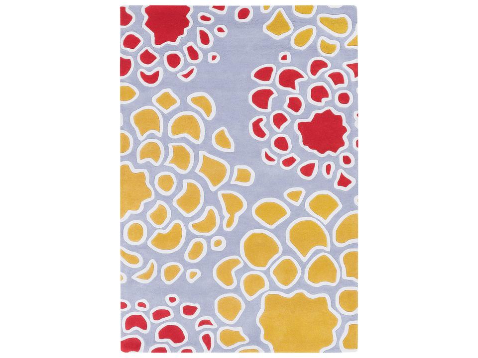 Inhabit Hand Tufted New Zealand Wool Floral Area Rug in Blue Gold Red Off White