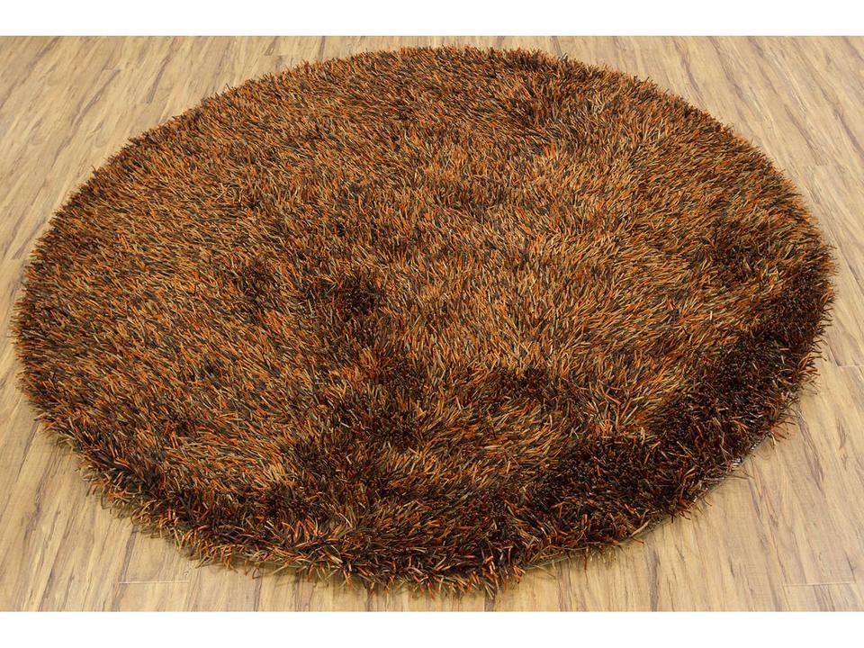 Iris 7 Foot 9 Inch Round Hand Woven Shag Area Rug in Taupe Beige Black