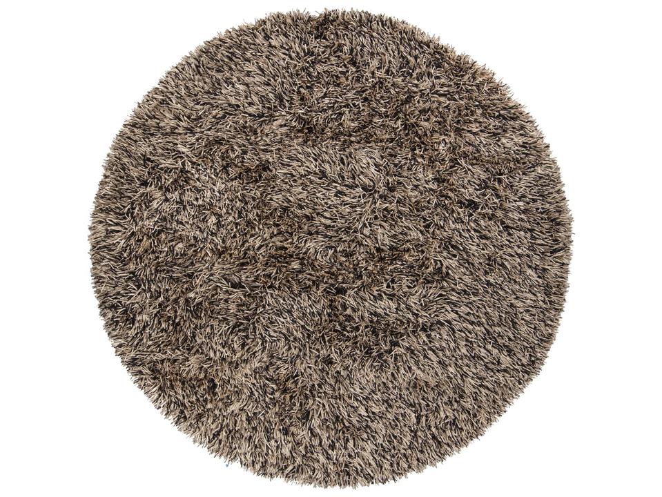 Iris Round Hand-Woven Shag Area Rug in Taupe Beige and Black 93-Inch Diameter