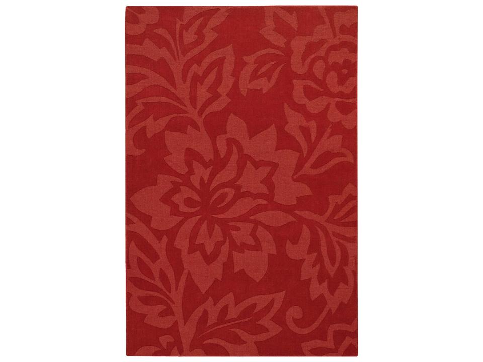 Jaipur Hand Tufted Wool Area Rug in Red Floral Geometric Pattern