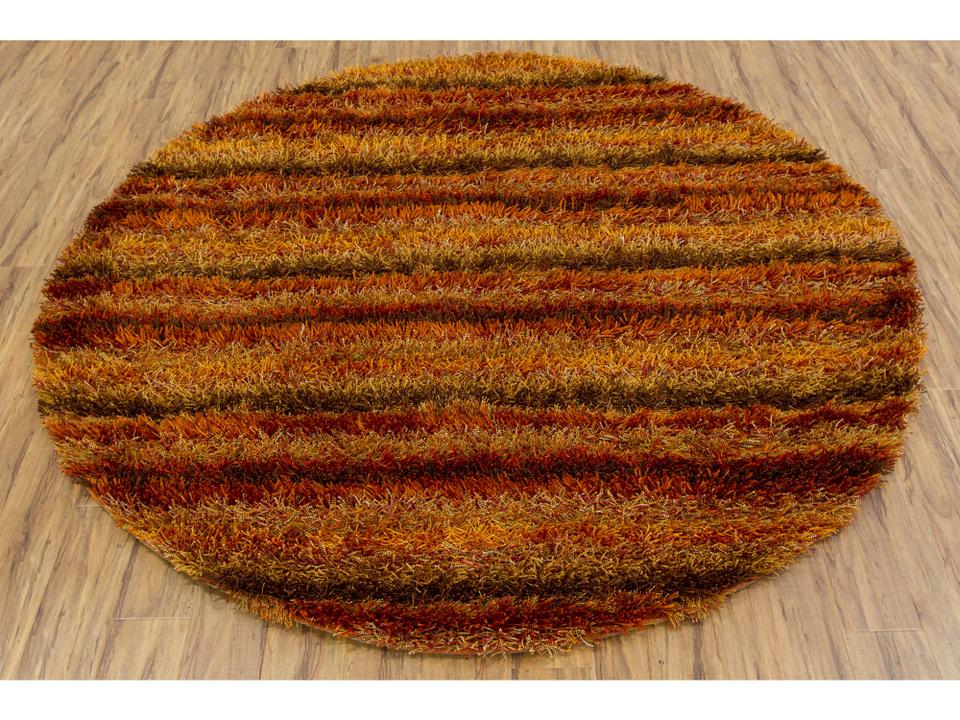 Kubu Hand-Woven Round Shag Area Rug in Multi-Tone Polyester