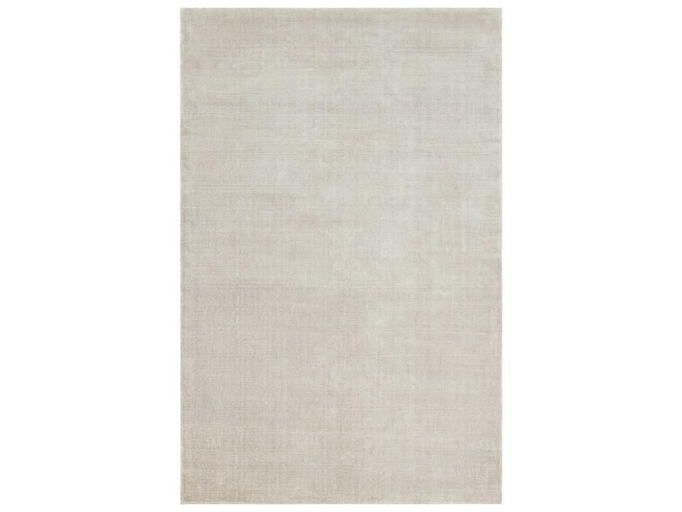 Libra Art Silk Hand-Woven Shag Area Rug in White