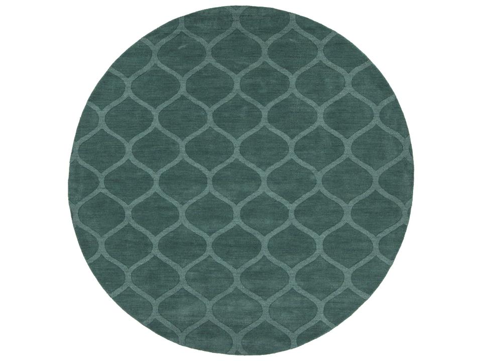 Mystica Hand Tufted Wool Round Area Rug in Blue and Grey