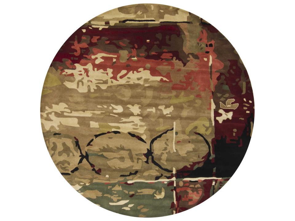 Nirvana Round Hand-Tufted New Zealand Wool Area Rug with Multi-Color Abstract Design