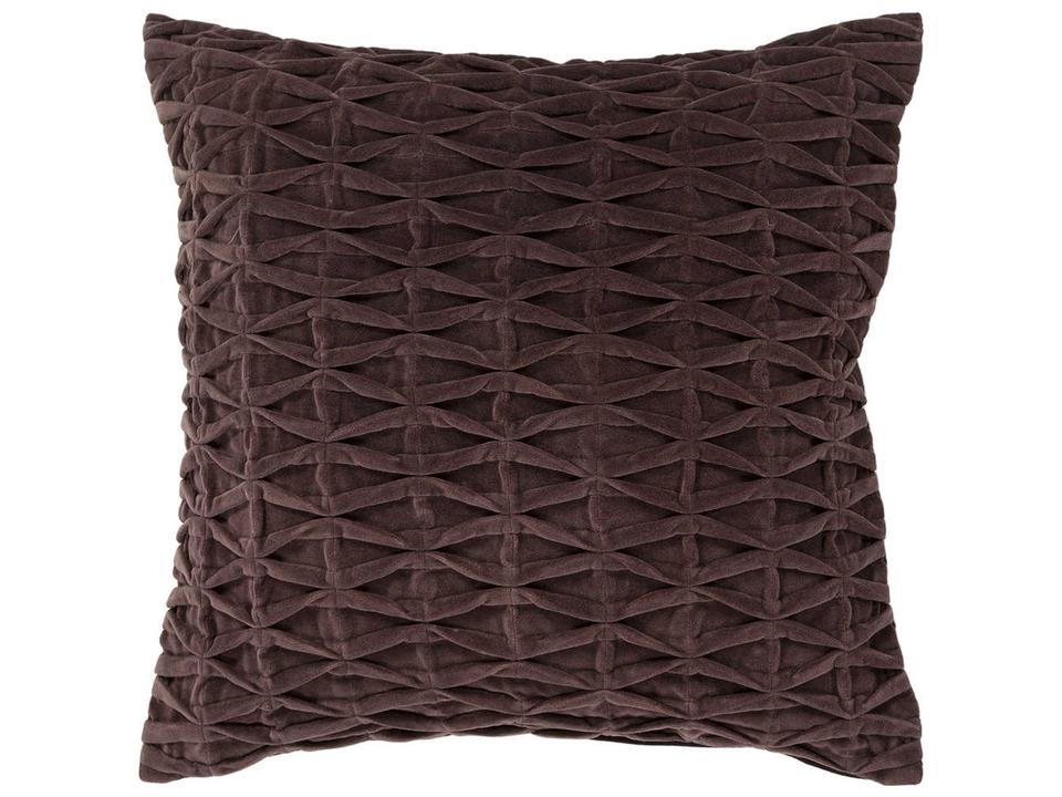 Cotton Velvet Handmade Decorative Pillow 22x22 Inch in Brown