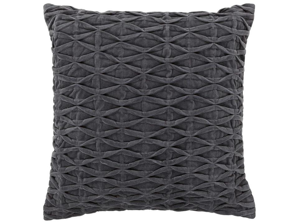 Cotton Velvet Handmade Accent Cushion 22-Inch Square Grey