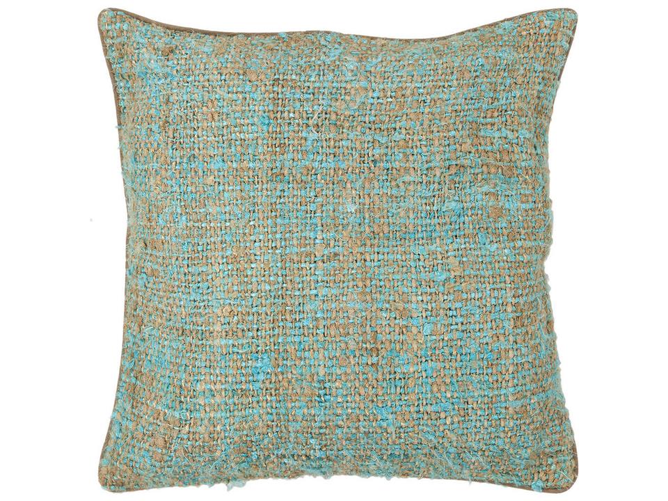 Silk Textured Handmade Accent Cushion Blue Natural 18 Inch