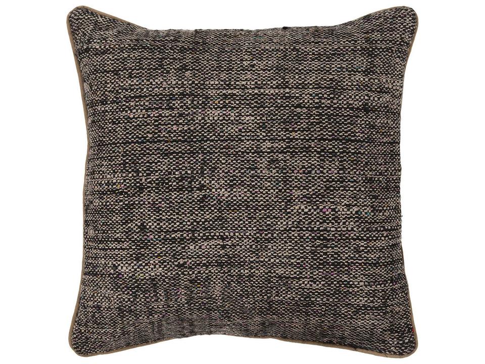 CUS-28014 Handmade Square Accent Pillow in Black and Natural Viscose