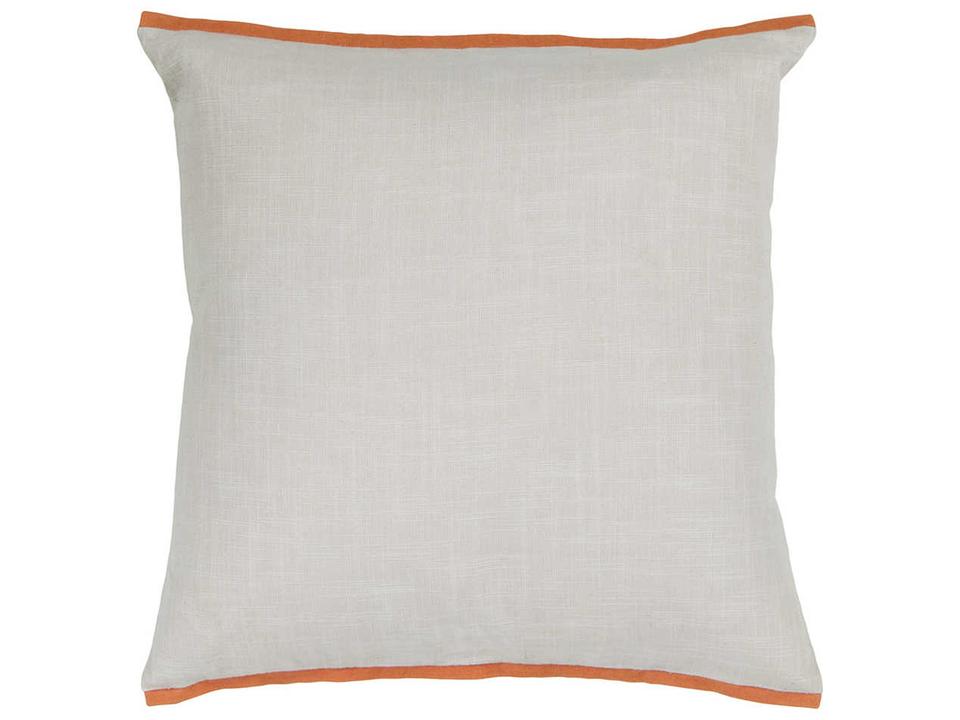 Handmade Cotton Accent Pillow in White and Orange 18 Inch Square