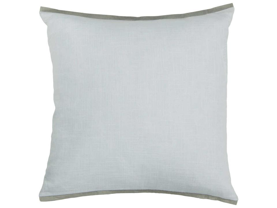 CUSHION 28025 Handmade Cotton Square Accent Pillow White and Grey